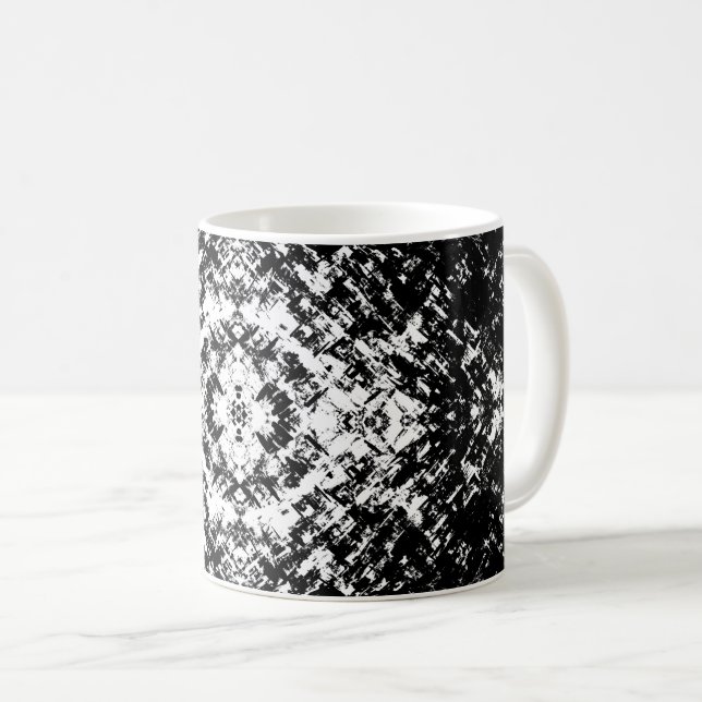Hypnotische Abstrakte Schwarz-Weiß-Moderne Kunst Kaffeetasse (VorderseiteRechts)
