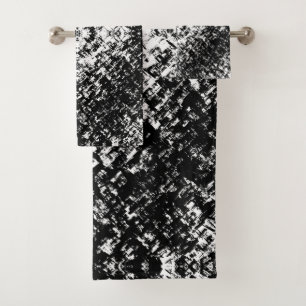 Hypnotische abstrakte schwarz-weiße moderne Kunst Badhandtuch Set
