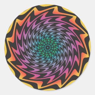 HYPNOTISCHE DISK Mesmerisieren Hot Neon Zig Zag Sp Runder Aufkleber