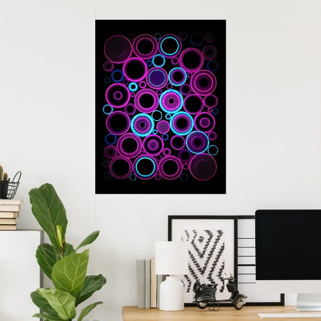 Hypnotische elektrische Synthwave-Matrix-Digitalku Poster (Heimbüro)