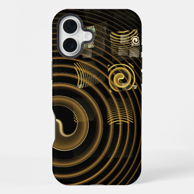 Hypnotische goldene Wellen moderne abstrakte Kunst iPhone Hülle (Rückseite)