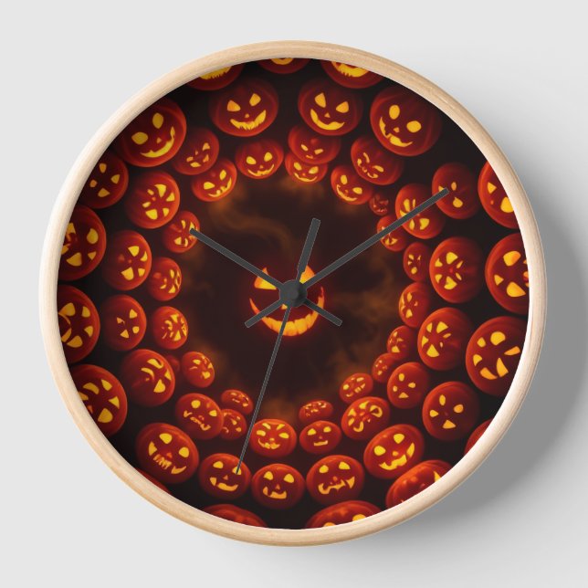 Hypnotische Kürbis-Strudel-Uhr | Halloween-Glühkun Uhr (Vorderseite)