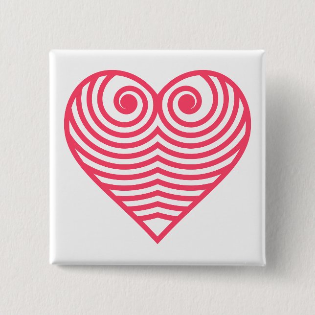 Hypnotische Liebe – Minimalistisches rotes konturi Button (Vorderseite)