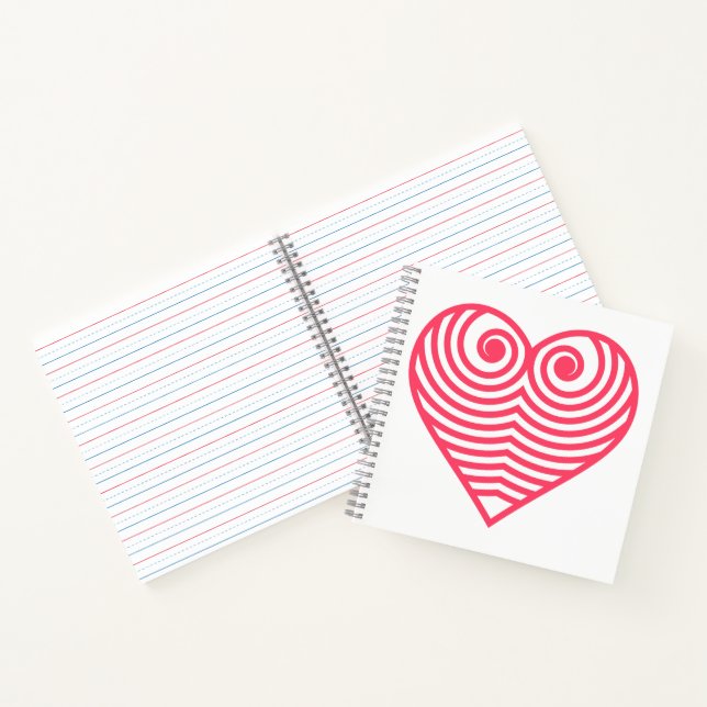 Hypnotische Liebe – Minimalistisches rotes konturi Notizbuch (Innenseite)