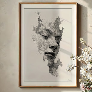 Hypnotische Linien: kompliziertes monochromes Gesi Poster