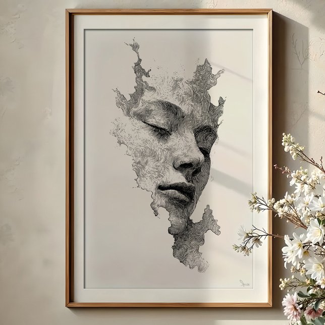 Hypnotische Linien: kompliziertes monochromes Gesi Poster (Von Creator hochgeladen)