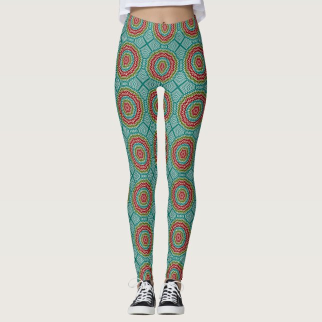 Hypnotische Mandalaik-Blume Leggings (Vorderseite)