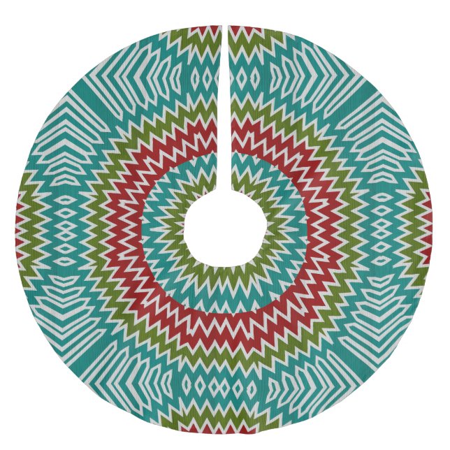 Hypnotische Mandalaik-Blume Polyester Weihnachtsbaumdecke (Vorderseite)