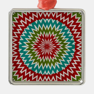 Hypnotische Mandalaik-Blume Silbernes Ornament