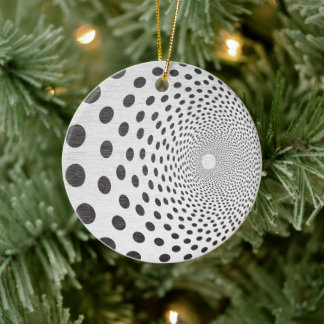 Hypnotische Op-Art - Spirale-Punkte-Ornament Keramik Ornament