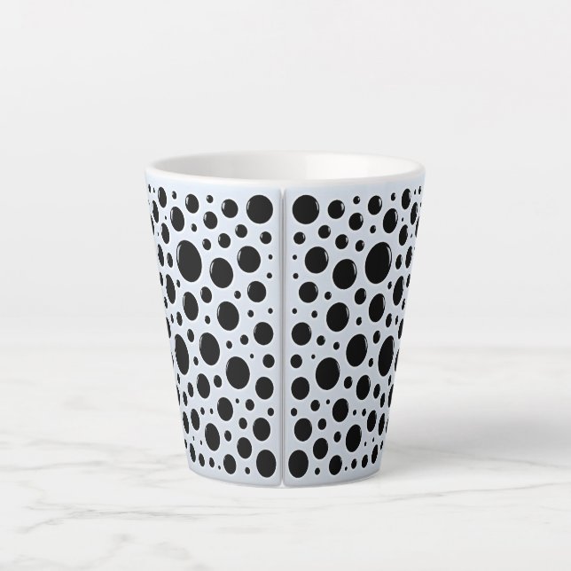 Hypnotische schwarze Kreise Milchtasse (Vorderseite)