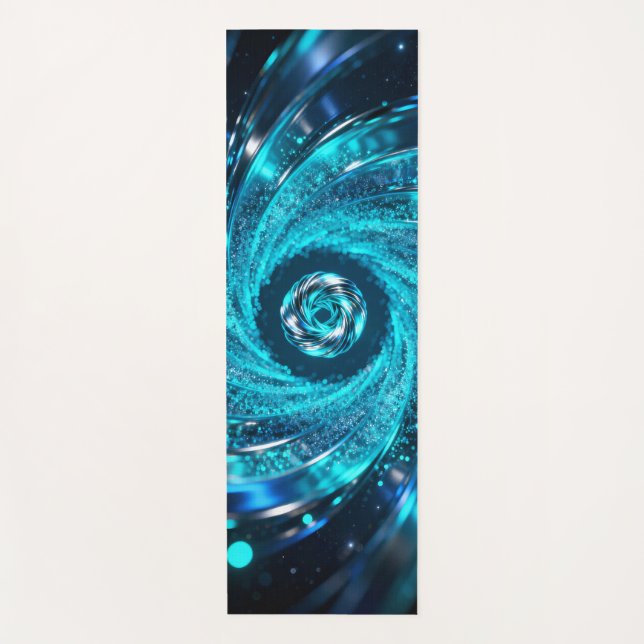 Hypnotische Spiralen schwingen im Azurblau Yogamatte (Vorderseite)