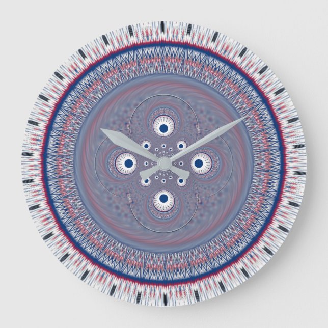 Hypnotische Symmetrie: Abstrakte geometrische Kuns Große Wanduhr (Vorderseite)