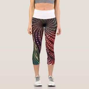 Hypnotischer 3D-Mandala-Strudel Capri Leggings