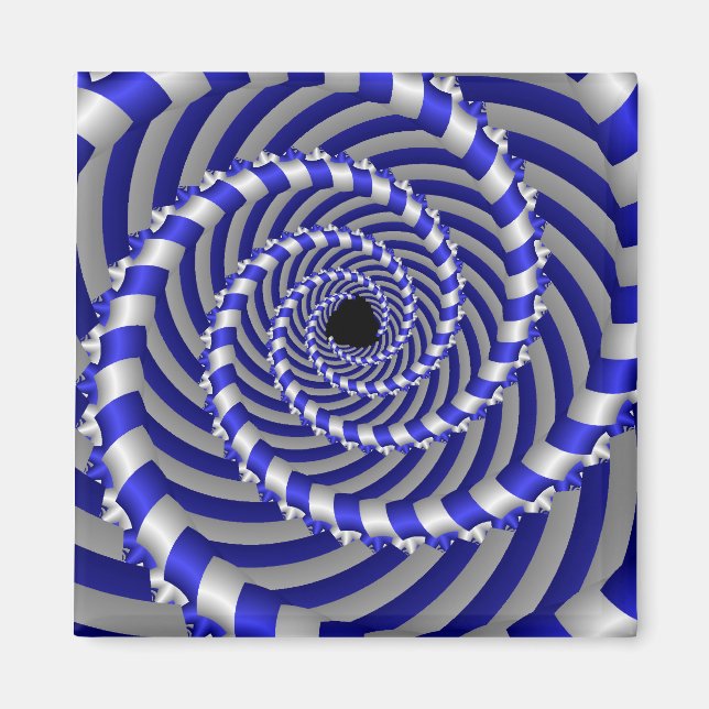 Hypnotischer blau-weißer Spiralmagnet Magnet (Vorne)