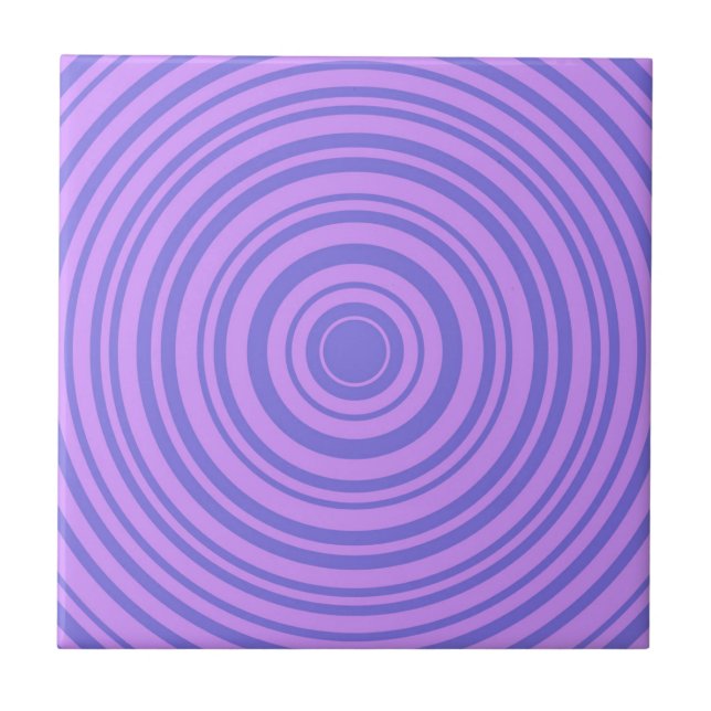 Hypnotischer lila-blauer Kreis Geometrisches Muste Fliese (Vorderseite)