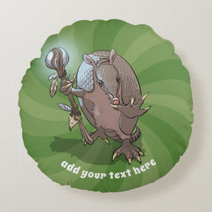 Hypnotischer mystischer GürteltierShaman und Rundes Kissen