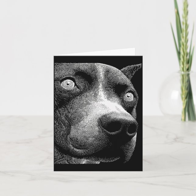 Hypnotischer Pitbull seltsame Augen Weirdcore Grus Karte (Vorderseite)