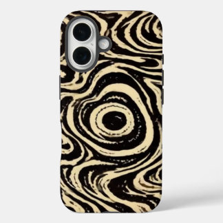 Hypnotischer Wirbel Schwarz & Creme Abstrakter Han iPhone 16 Hülle