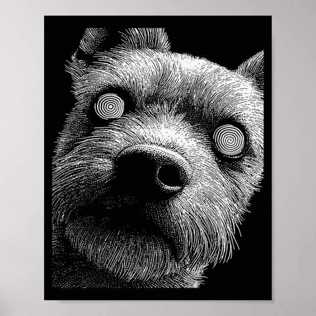 Hypnotischer Yorkshire Terrier Ungleiche Augen Wei Poster (Vorne)