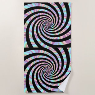 Hypnotisierende mehrfarbige Spiralen - schwarzer H Strandtuch