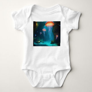 Hypnotisierende Quallen T-Shirt - Dunkler Hintergr Baby Strampler