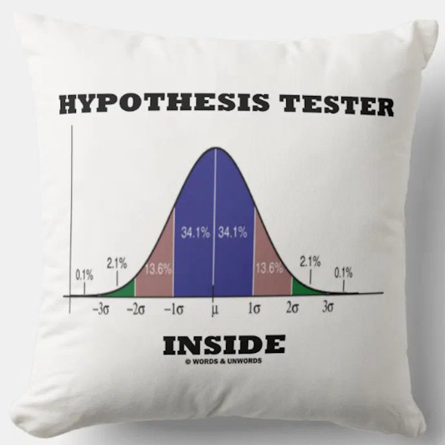 Hypothese Tester Inside (Bell Curve Spaß) Kissen (Stats attitude throw pillow featuring normal distribution curve/bell curve for any hypothesis tester)