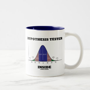 Hypothesentester im Inneren (Glockenkurve Humor) Zweifarbige Tasse