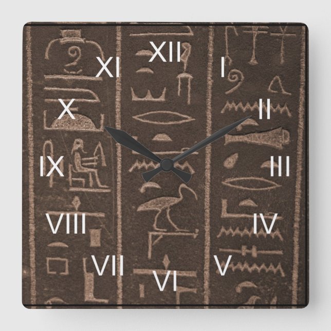 Hyroglifics Quadratische Wanduhr (Vorderseite)