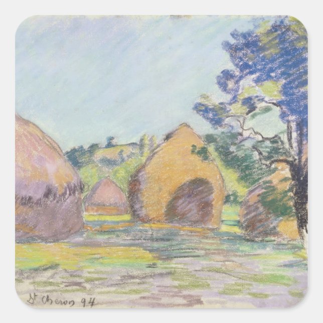 Hystacks in Saint-Cheron Quadratischer Aufkleber (Vorderseite)