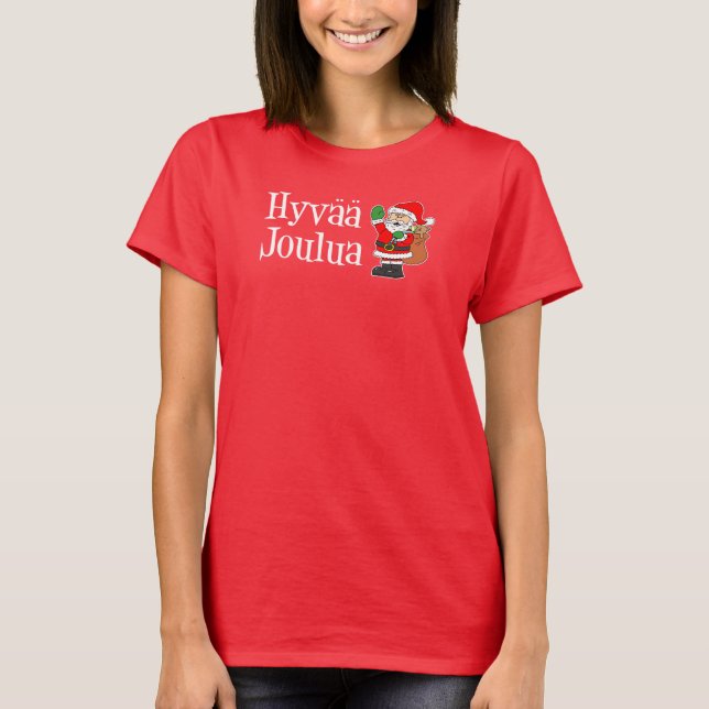 Hyvaa Joulua Finnische Weihnachtsfeier Weihnachten T-Shirt (Vorderseite)