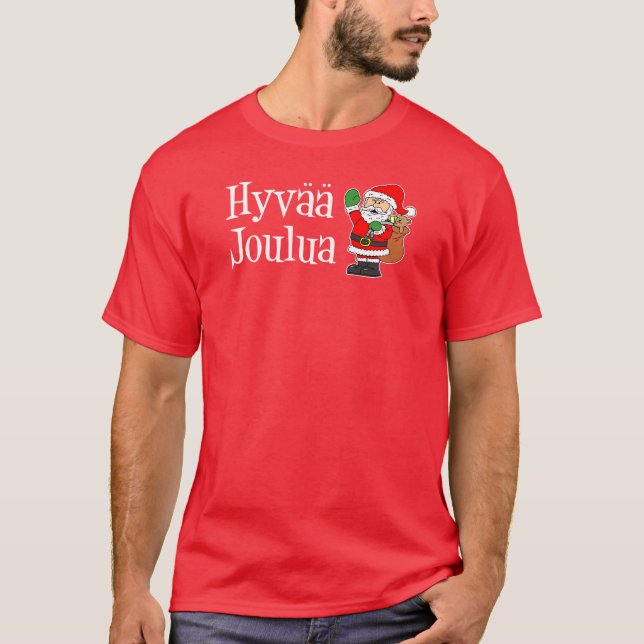 Hyvaa Joulua Finnische Weihnachtsfeier Weihnachten T-Shirt (Vorderseite)