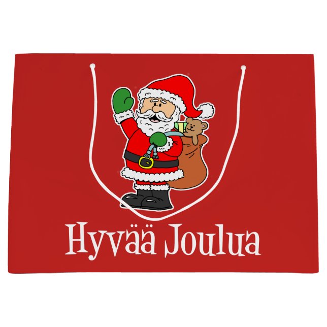 Hyvaa Joulua Finnischer Weihnachtsmann (RED) Große Geschenktüte (Vorderseite)