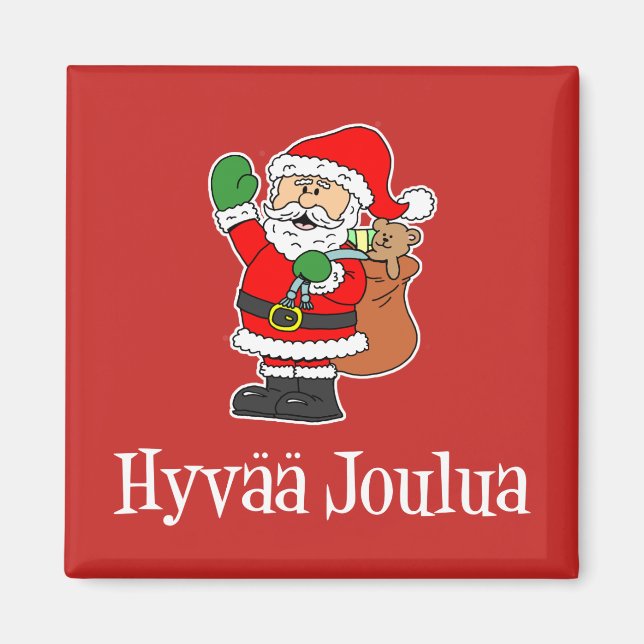 Hyvaa Joulua Finnischer Weihnachtsmann (RED) Magnet (Vorne)