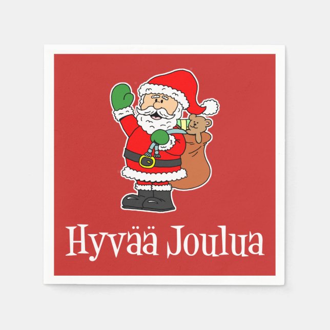Hyvaa Joulua Finnischer Weihnachtsmann (RED) Serviette (Vorderseite)