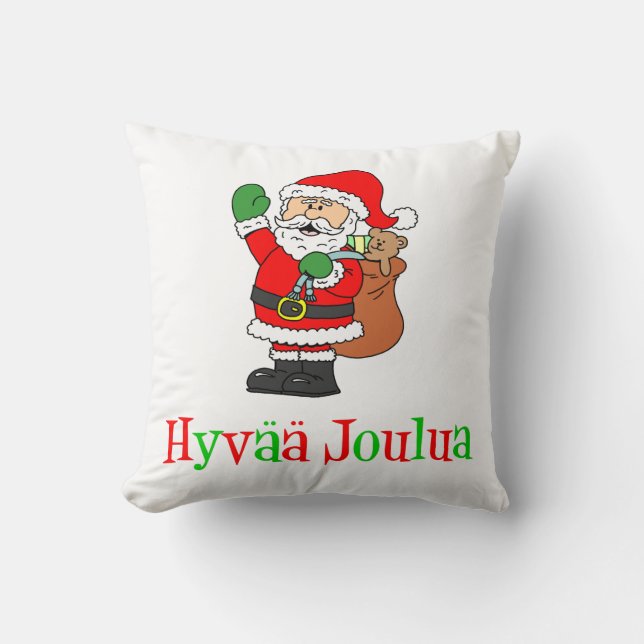 Hyvaa Joulua finnisches Weihnachten Sankt Kissen (Vorderseite)