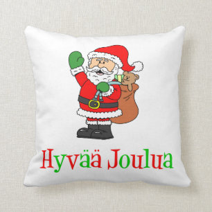 Hyvaa Joulua finnisches Weihnachten Sankt Kissen
