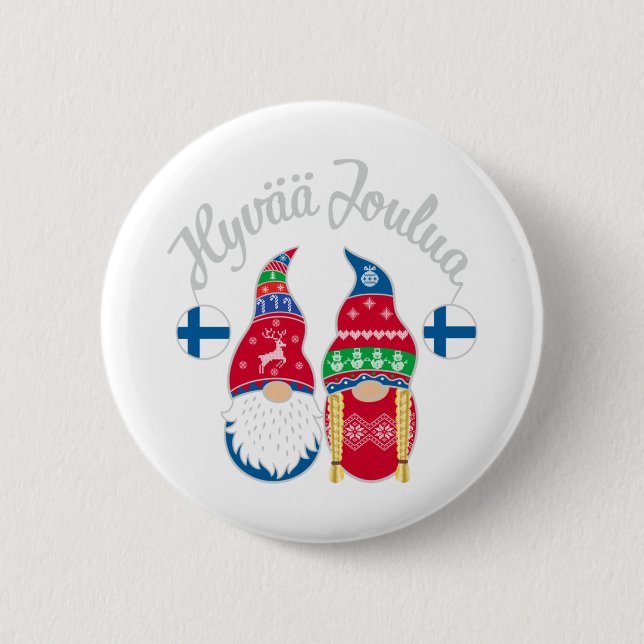 Hyvaa joulua finnish fröhliche Weihnachtsfeiertage Button (Vorderseite)