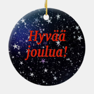 Hyvää joulua! Frohe Weihnachten in finnischem Rf Keramikornament