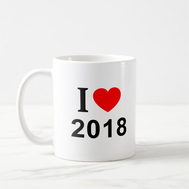 I ❤️ 2018 I LIEBE 2018 I HEART 2018 Tasse (Links)
