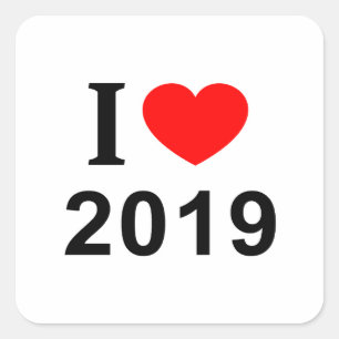 I ❤️ 2019 I LIEBE 2019 I HEART 2019 QUADRATISCHER AUFKLEBER