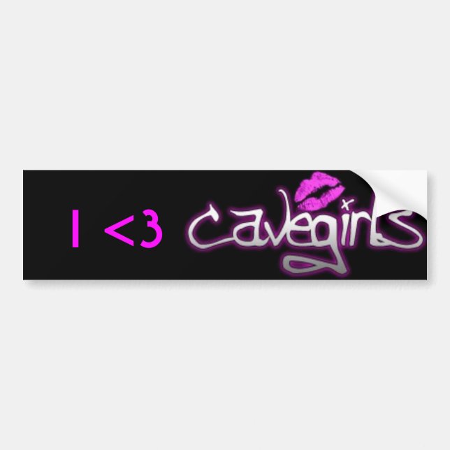I <3 Cavegirls Autoaufkleber (Vorne)