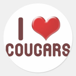 I <3 Cougars Runder Aufkleber