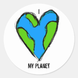I <3 Mein Planet Runder Aufkleber