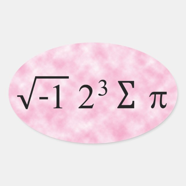 i 8 sum pi Schwarzer Text auf rosa Oval Aufkleber (Vorderseite)