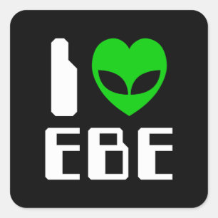 I Alien Heart EBE Quadratischer Aufkleber