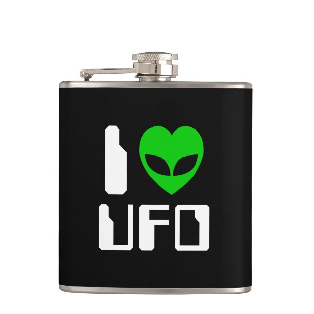 I Alien Heart UFO Flachmann (Vorderseite)