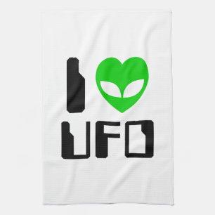 I Alien Heart UFO Handtuch