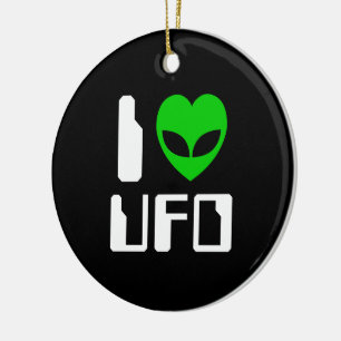 I Alien Heart UFO Keramikornament