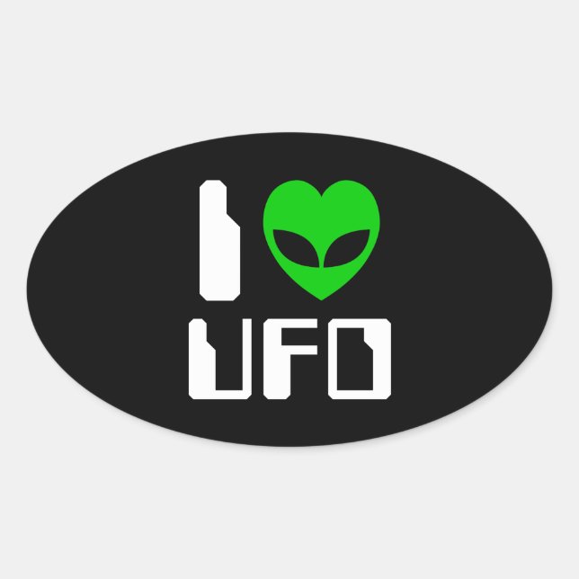 I Alien Heart UFO Ovaler Aufkleber (Vorderseite)